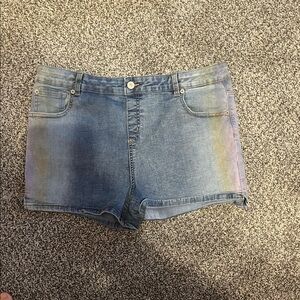 Denim Blue kids Shorts with rain bow one the sides